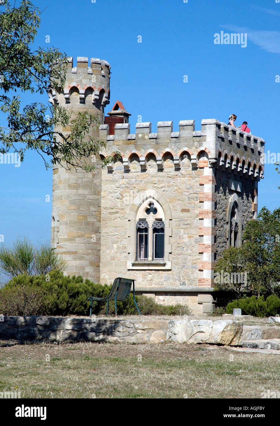 Magdala torre in Rennes-le-Chateau costruito da stranamente facoltoso sacerdote Béranger Saunière a casa i suoi libri Foto Stock
