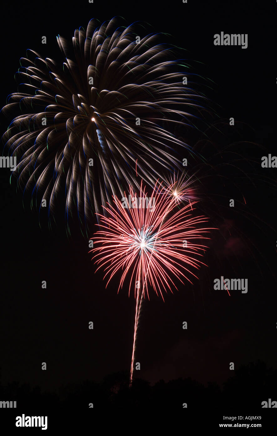 Quarto fuochi d'artificio del 4 luglio festa negli Stati Uniti Foto Stock