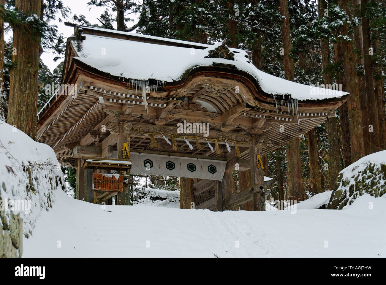 Torii gate nella neve Foto Stock