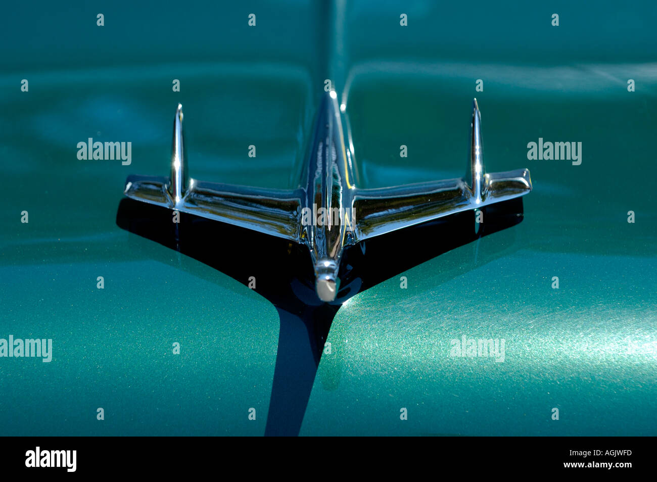 Ornamento del cofano su auto classica Foto Stock