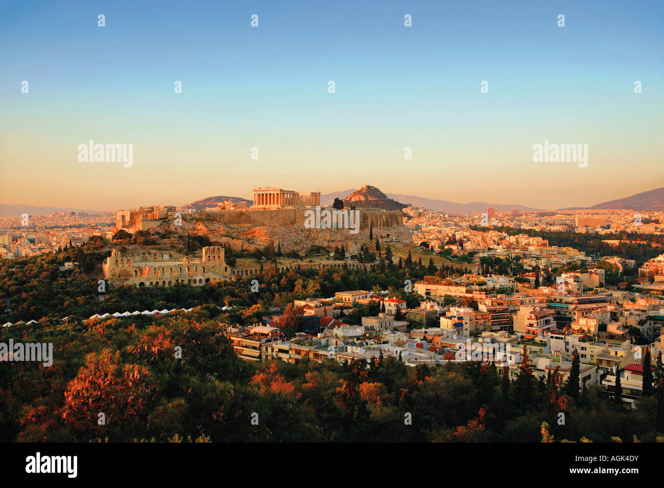 L'Acropoli e Partenone di Atene Foto Stock