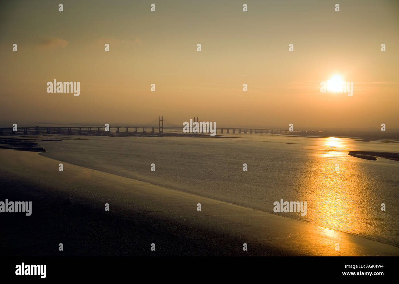 Sunset Severn Estuary, REGNO UNITO Foto Stock