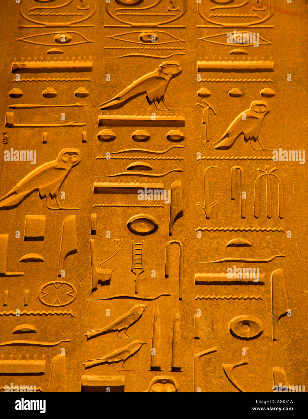 Geroglifici tempio di Karnak Luxor Foto Stock