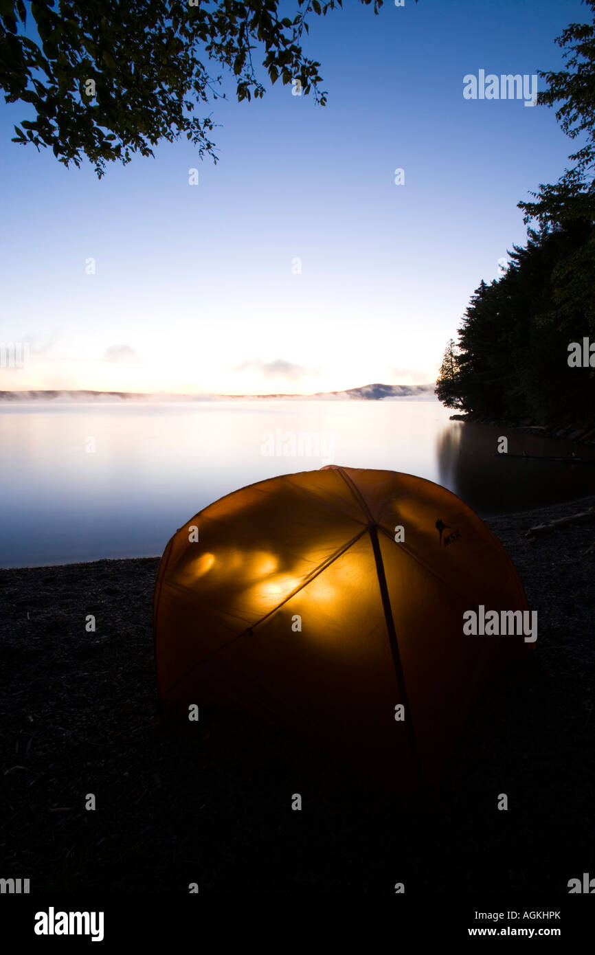 Camping sullo zucchero isola sul Lago di Moosehead Maine USA Foto Stock