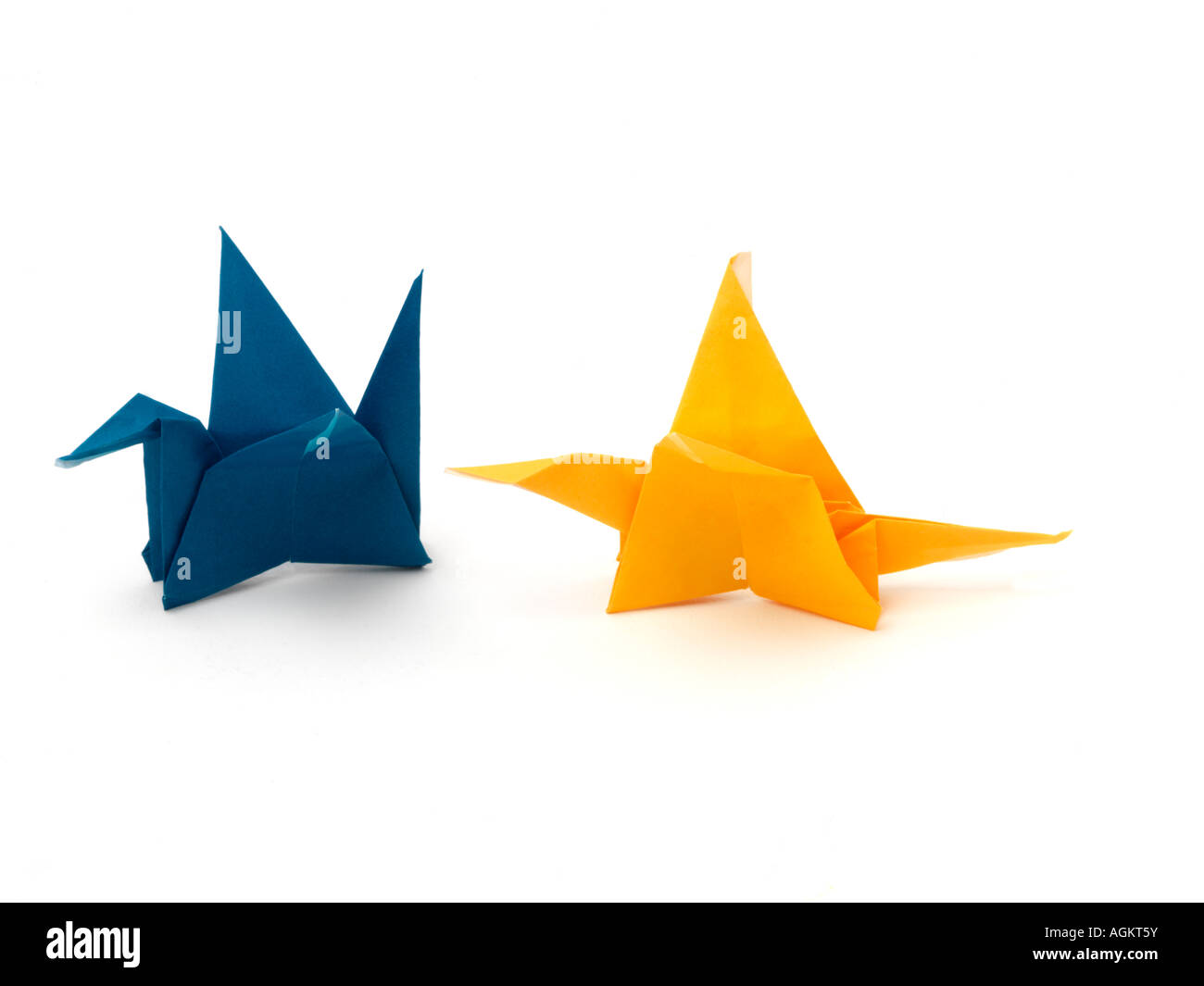 Origami Flapping Bird e gru Foto Stock