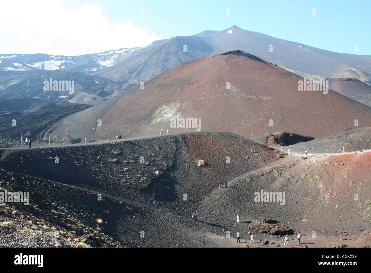 I Monti Silvestri coni vulcanici sulla Sicilia s Etna attirano molti visitatori Foto Stock