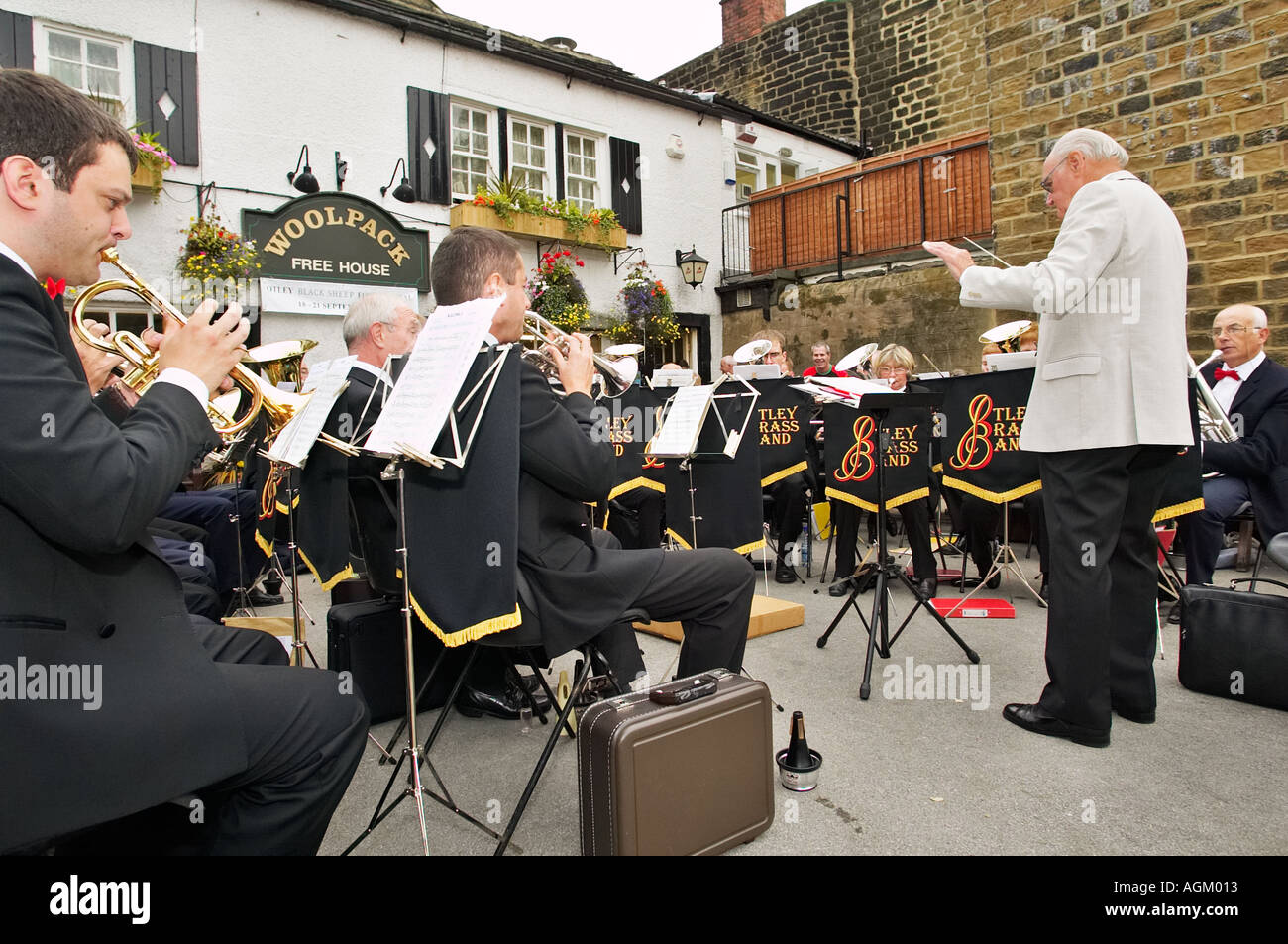 Otley Brass Band, nello Yorkshire, Inghilterra, Regno Unito Foto Stock
