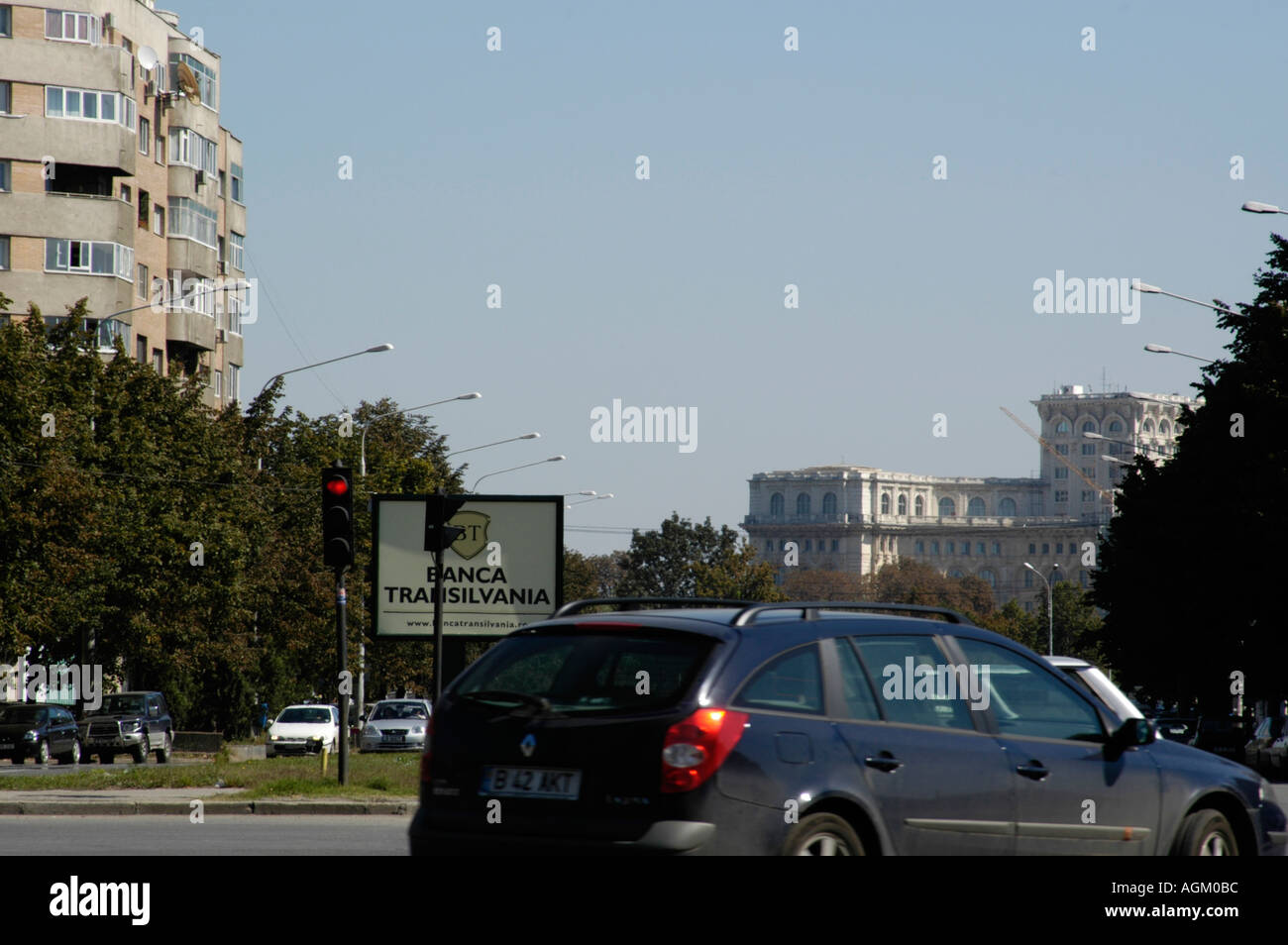 Bucuresti, Calea 13 Septembrie, il palazzo del parlamento Foto Stock