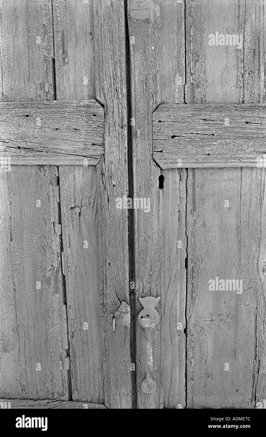 Vecchie persiane di legno Paros Grecia Foto Stock