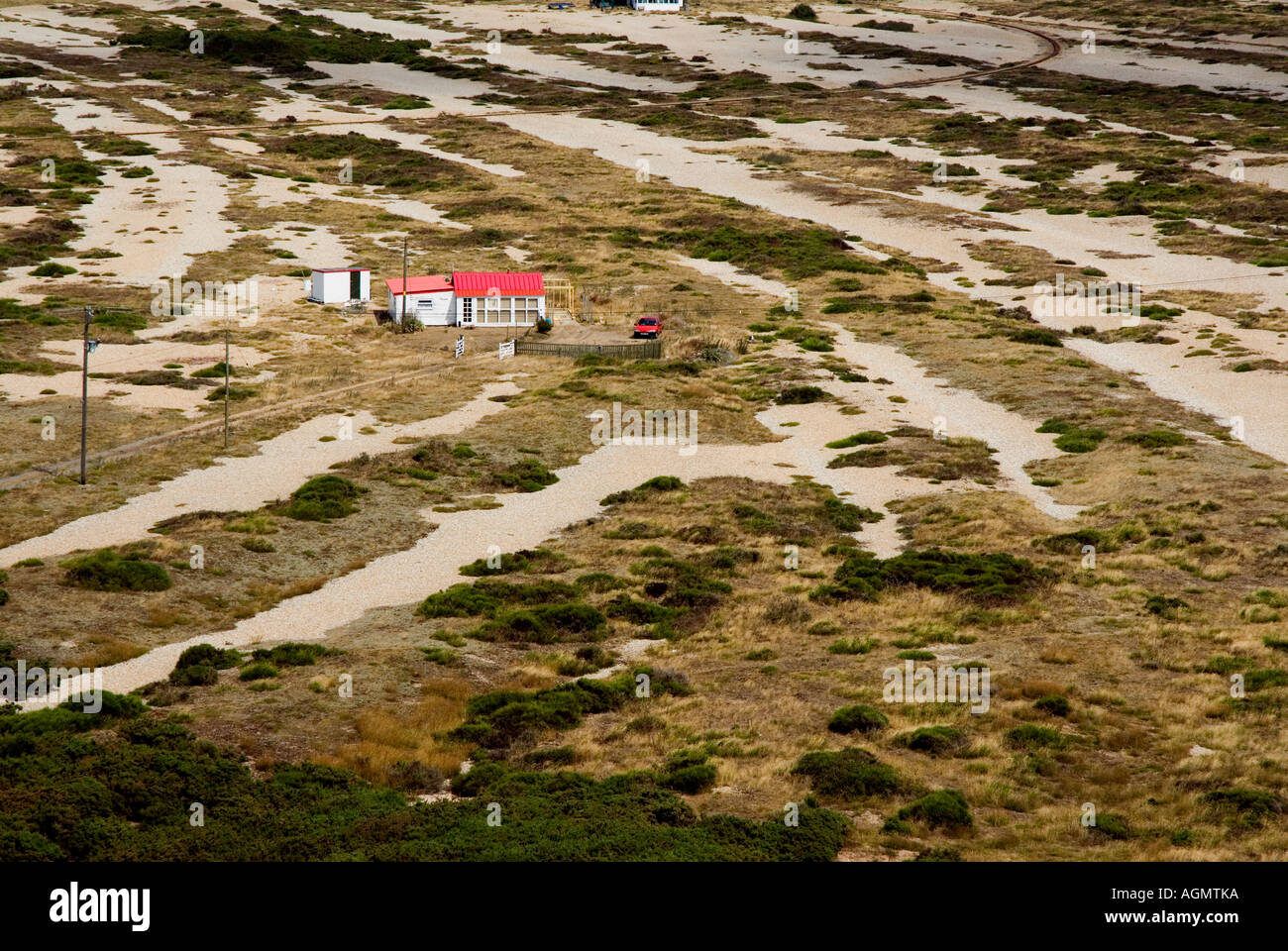 Casa isolata appena vicino a Dungeness centrale nucleare Kent England Gran Bretagna UK Europa UE Foto Stock