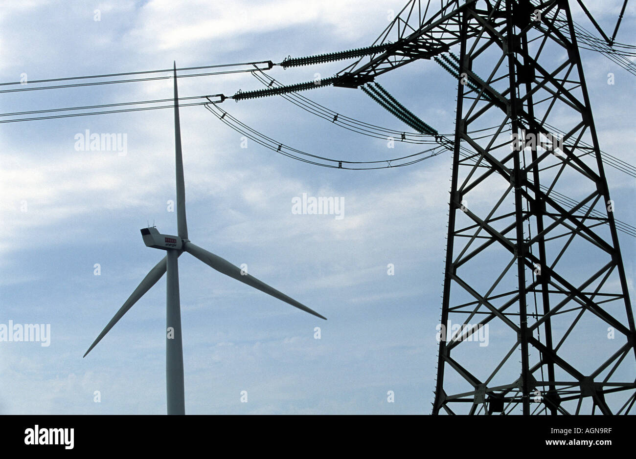 Turbina eolica, Massvlakte vicino a Rotterdam, Olanda. Foto Stock