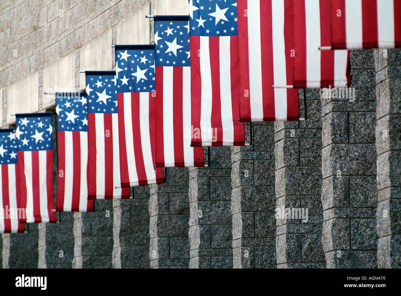 Bandierine americane a Mount Rushmore National Memorial National Park Service Foto Stock