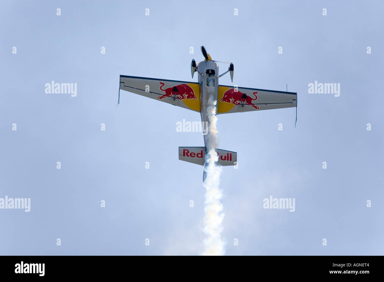 Modello di aeroplano Zivko Edge 540 nel caso di un volo stunt show Foto Stock