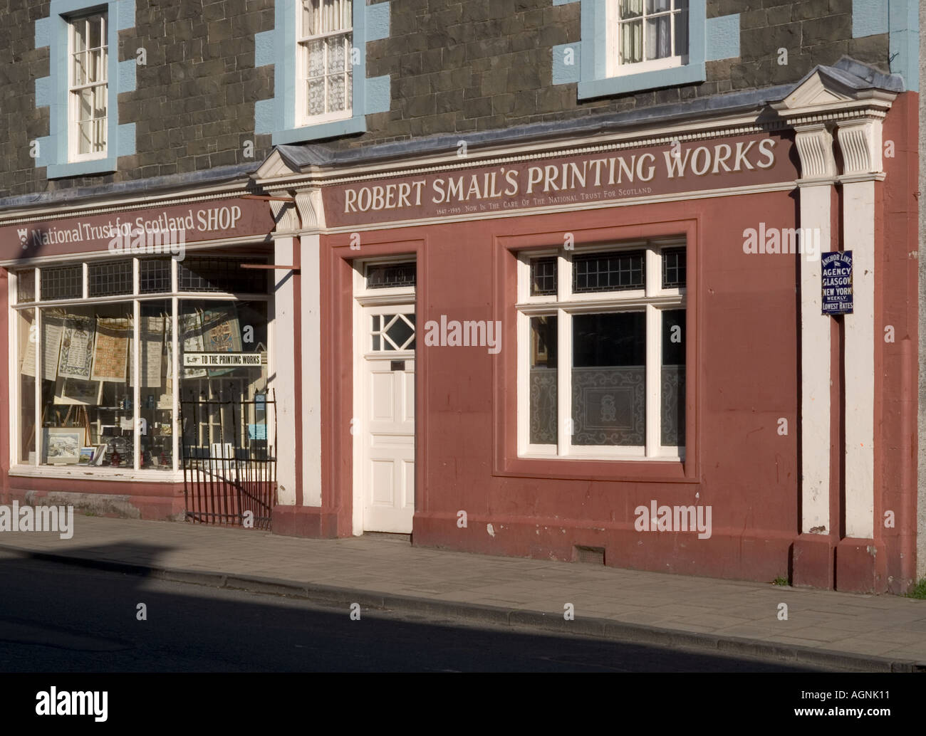 Robert Smails stampa di opere tipografiche conservate opere in Innerleithen Scottish Borders Regno Unito - fotografata da strada pubblica Foto Stock