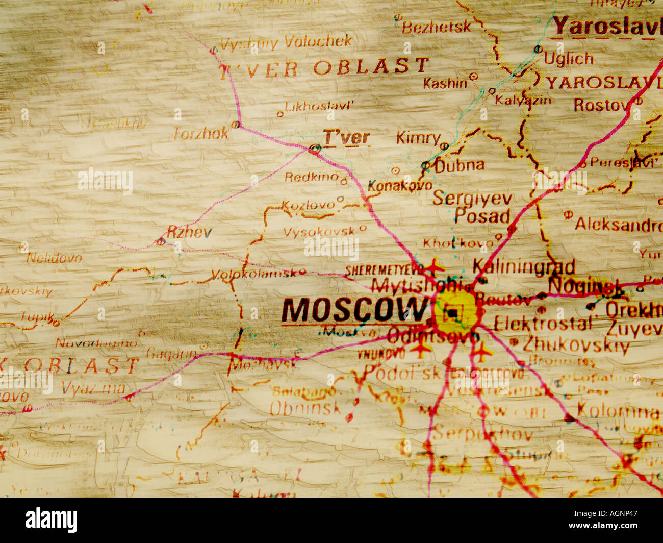 Antique Cerca Mappa di Mosca Foto Stock