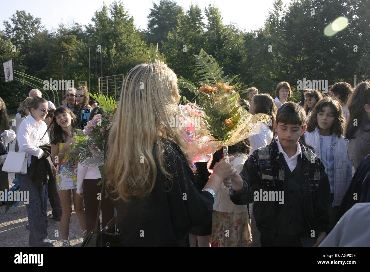 Primo giorno di scuola Foto Stock