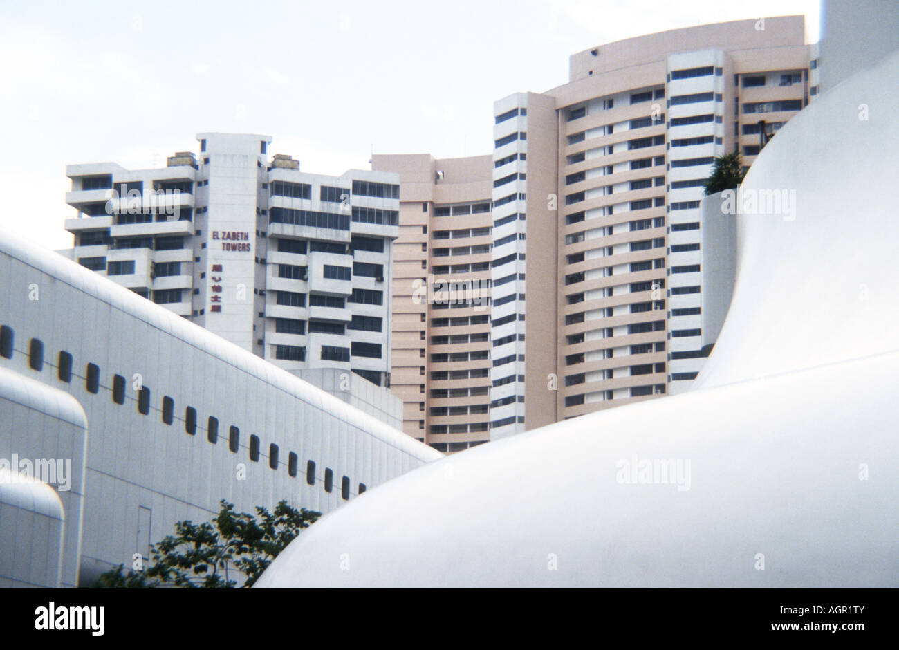 Forme grafiche di Singapore di moderni edifici, Foto Stock