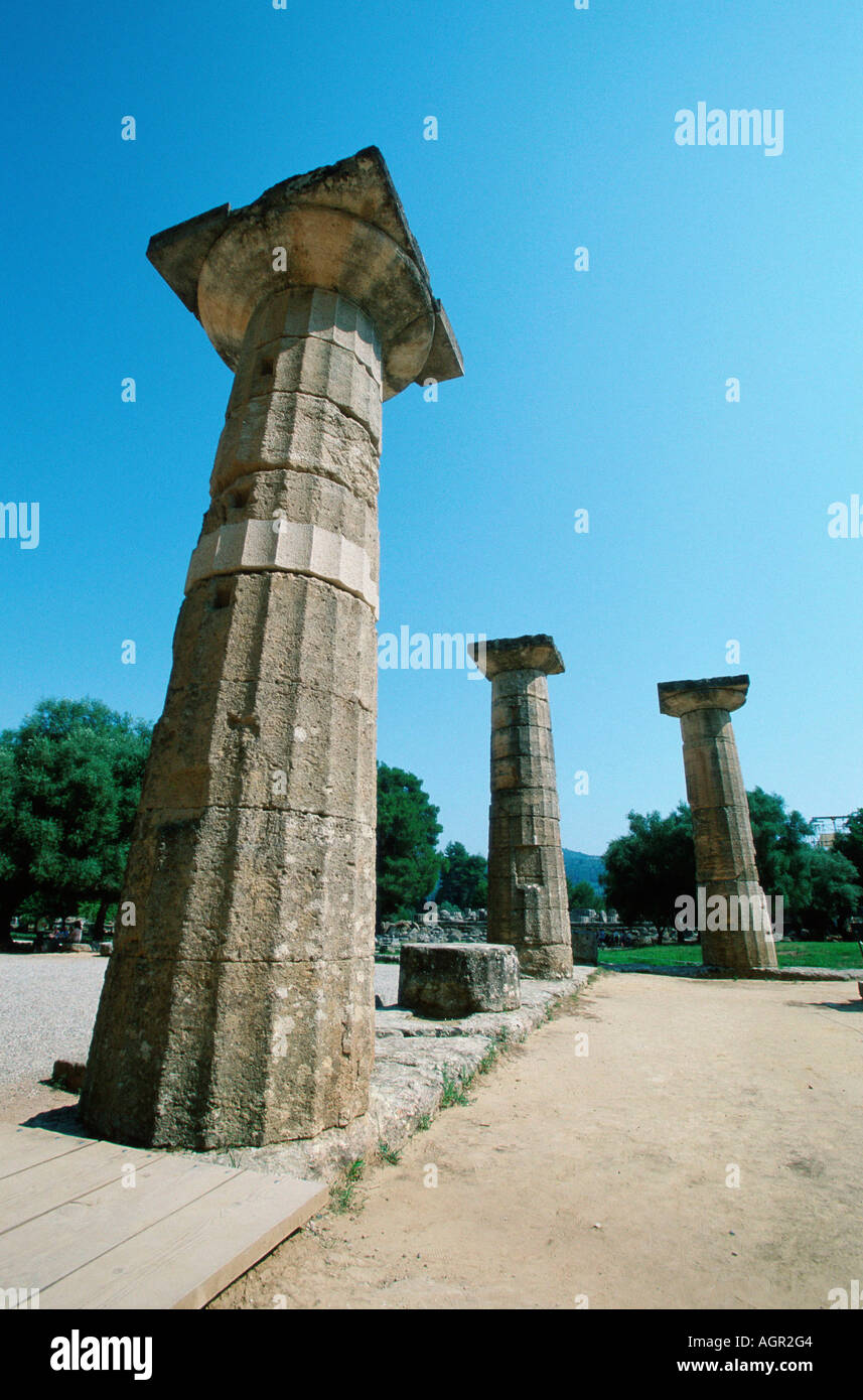 Le colonne del tempio di Hera Foto Stock