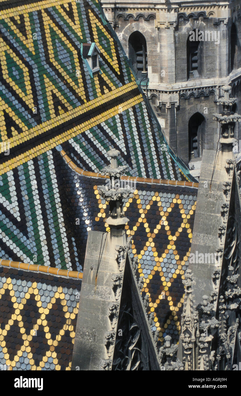 Dettaglio del tetto della cattedrale di Santo Stefano a Vienna Austria Foto Stock