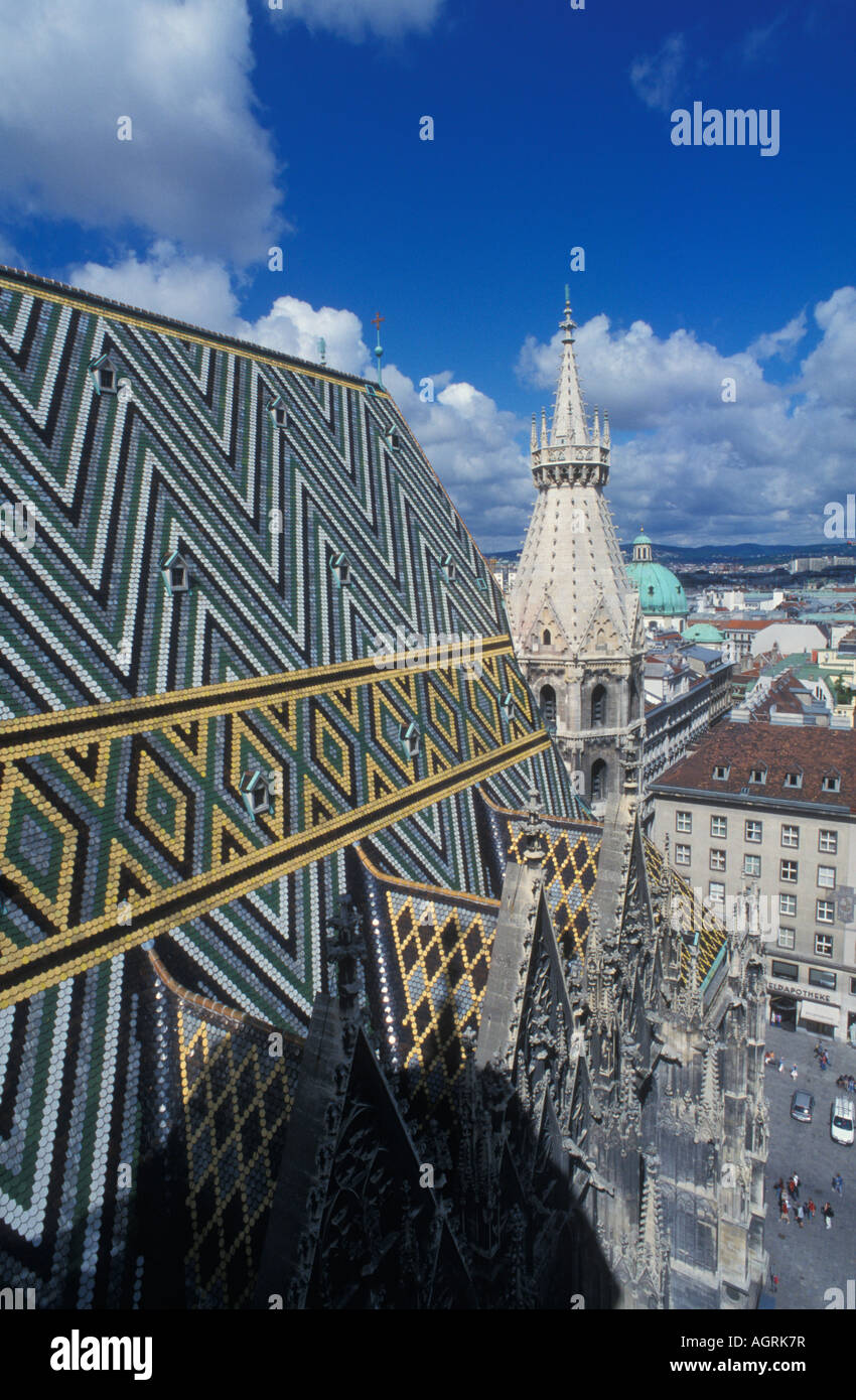 Vista dalla torre nord del Duomo di Santo Stefano a Vienna Austria Foto Stock