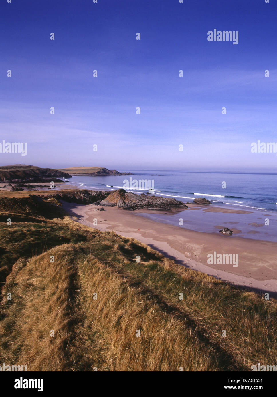 Dh Sango Bay DURNESS SUTHERLAND spiaggia sabbiosa di erba dune di sabbia scozia dune di sabbia della costa Foto Stock