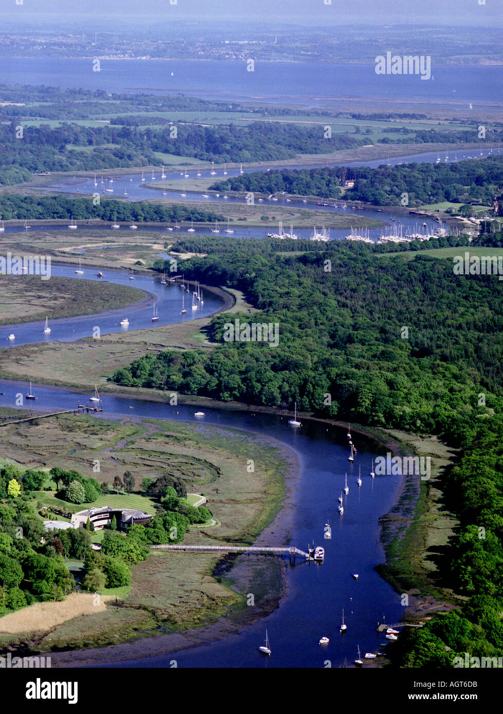 Beaulieu River, guardando a sud verso il Solent e Isola di Wight Foto Stock