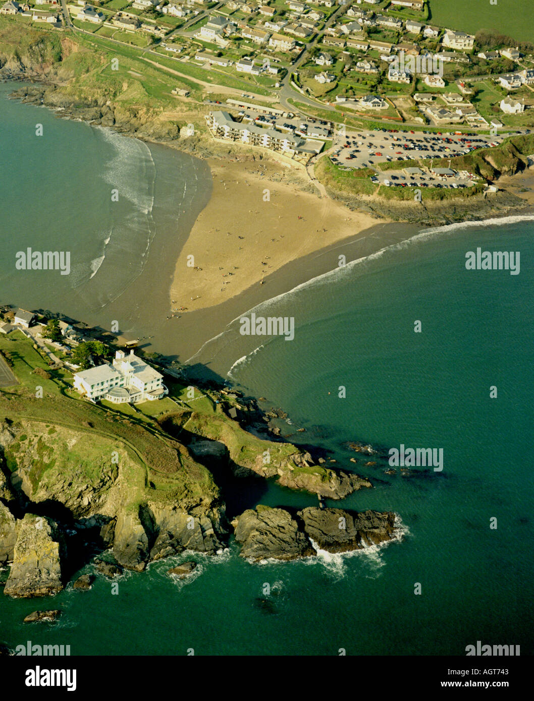 Bugh Isola del Devon Coast, tagliare a marea alta Foto Stock