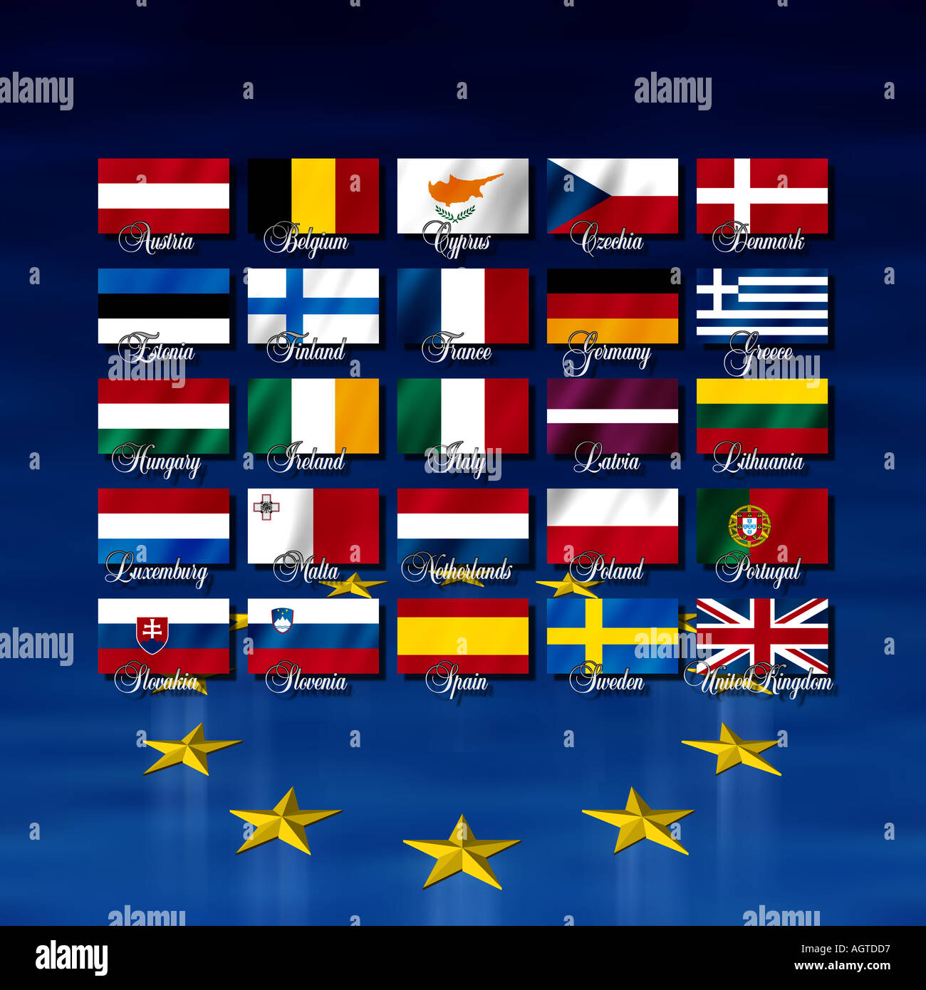 Tutte Le Bandiere Dei Paesi Dell Unione Europea Stile Lucido Di