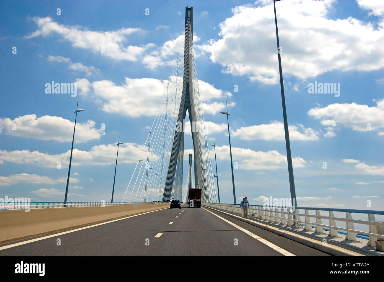 Il Pont de Normandie Bridge Francia Foto Stock