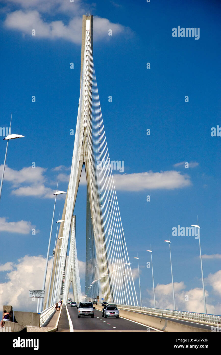 Il Pont de Normandie Bridge Francia Foto Stock