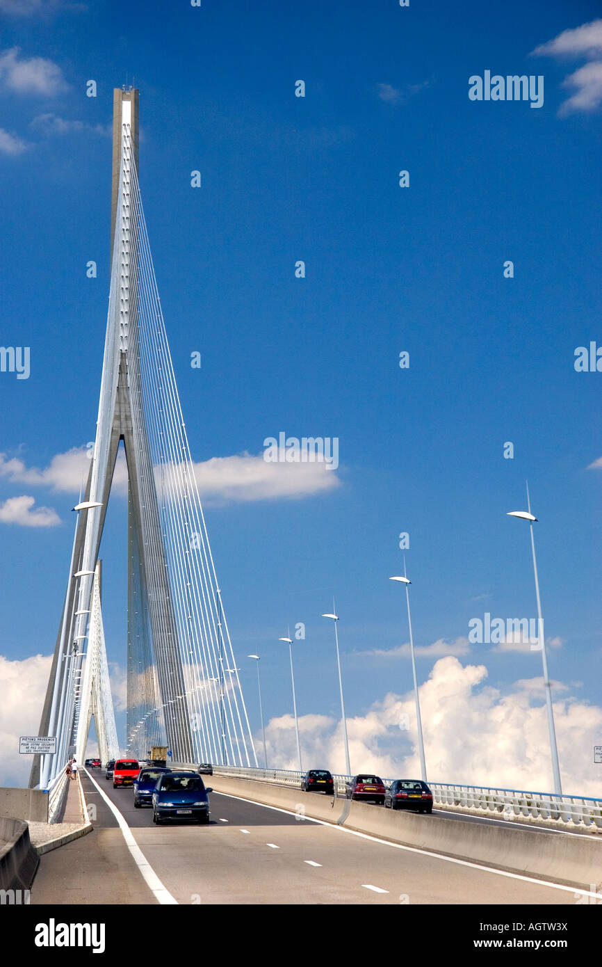 Il Pont de Normandie Bridge Francia Foto Stock