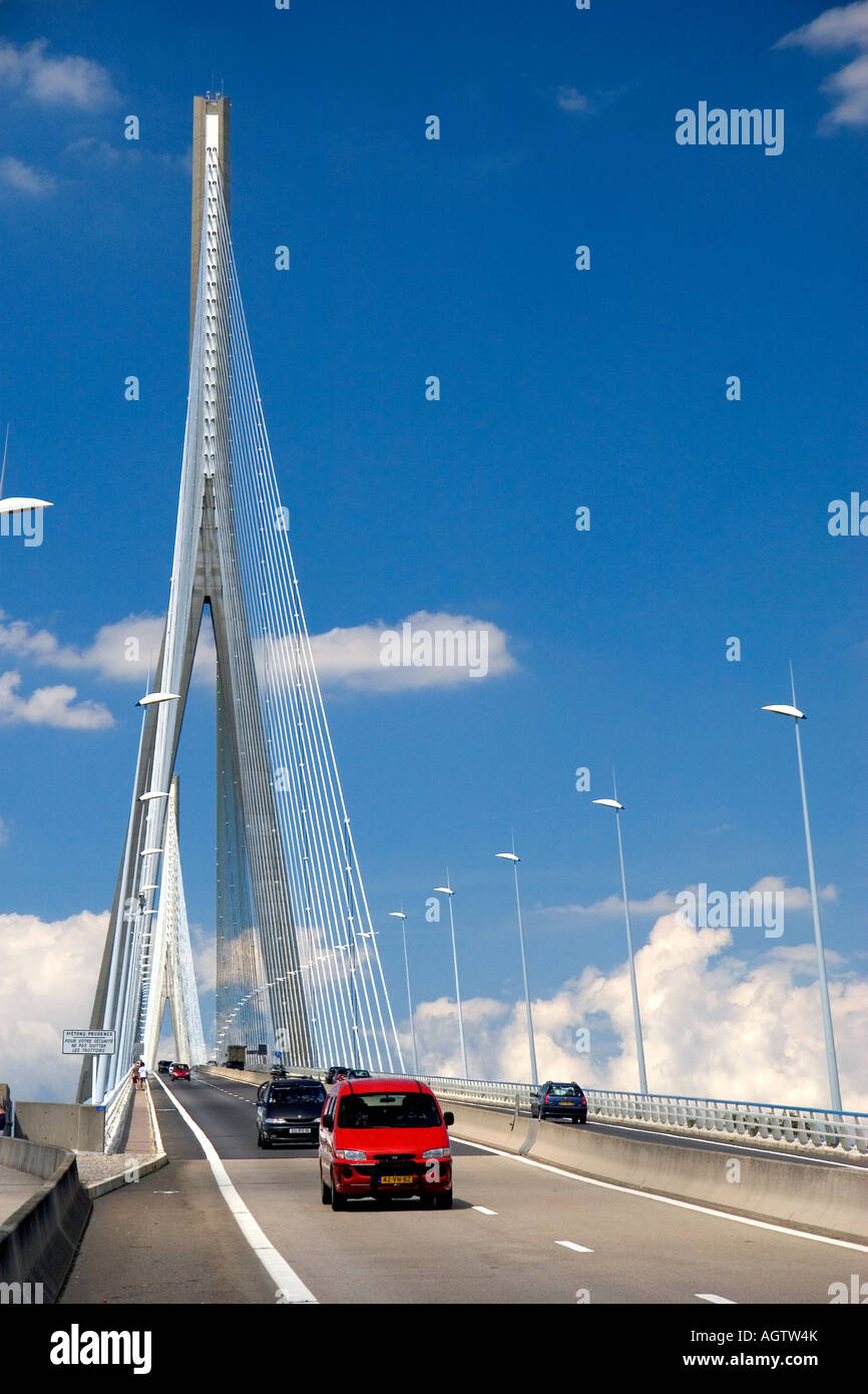 Il Pont de Normandie Bridge Francia Foto Stock