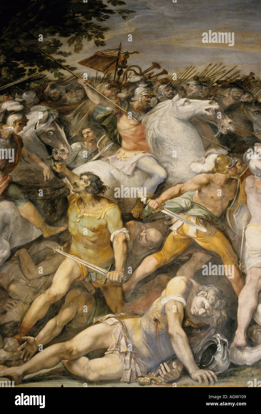Italia Roma Il Museo Capitolino dettaglio del XVI C affreschi nella Sala dei Capitani Foto Stock