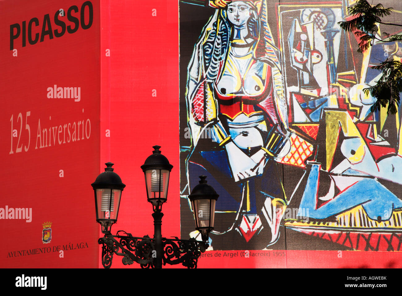 Picasso centoventicinquesimo anniversario murale in Plaza de la Merced Malaga Spa Foto Stock