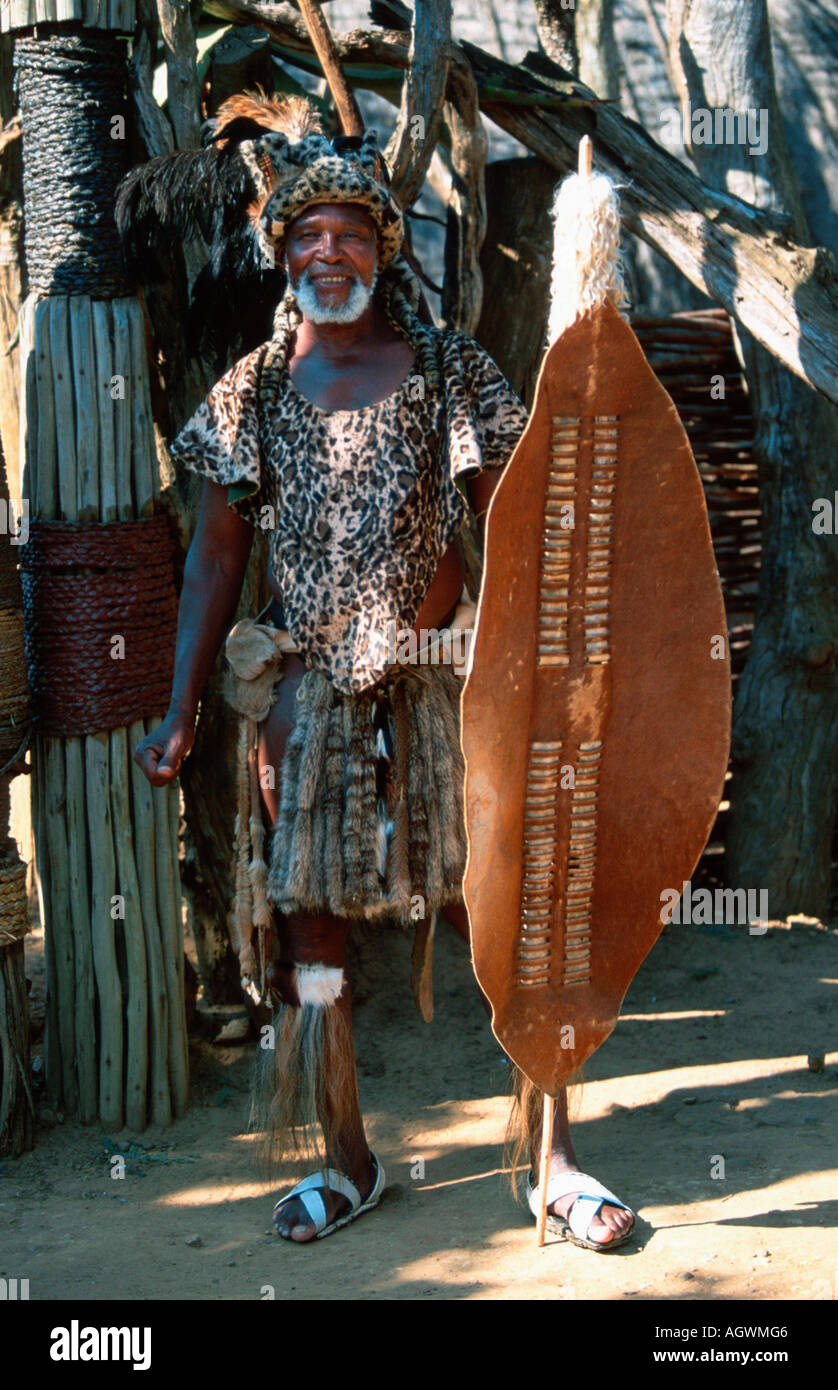 Zulu capo tribù / Zulu-Haeuptling Foto Stock