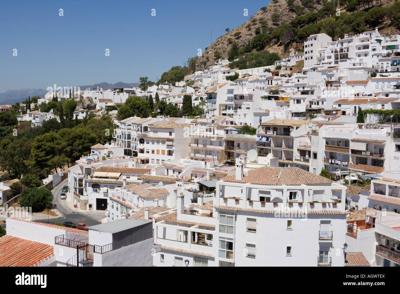 Villaggio di Mijas, Costa del Sol, Provincia di Malaga, Spagna. Foto Stock