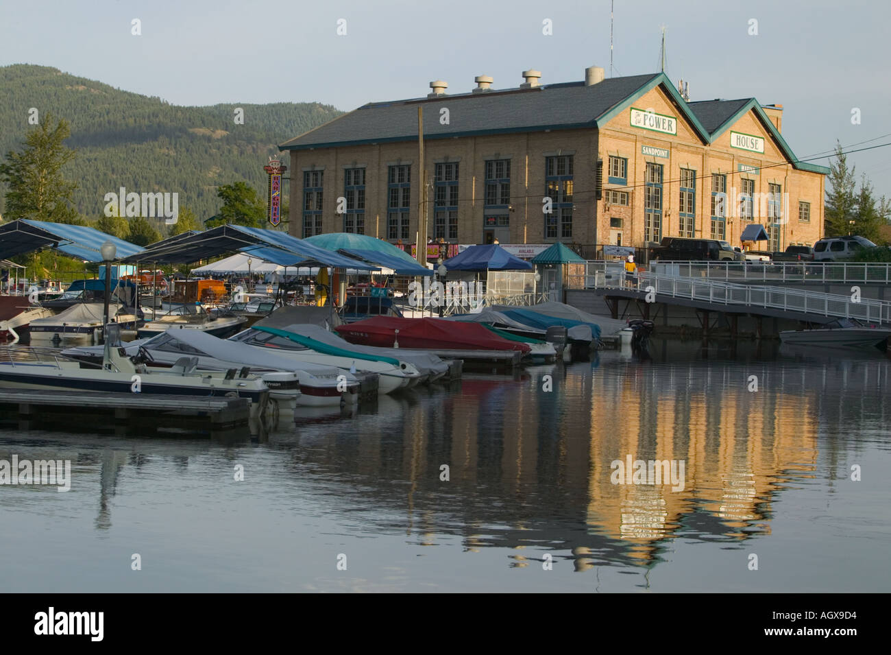 Il Powerhouse Sandpoint Marina Bonner County Lago Pend Oreille Idaho USA Foto Stock