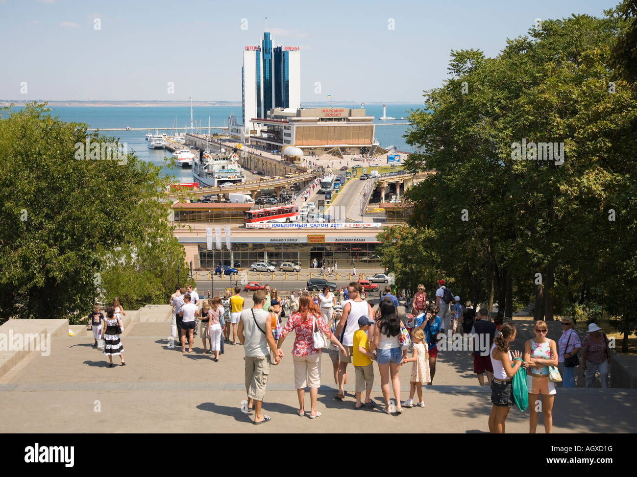 I turisti alla Potemkin Scale in Odessa / Ucraina Foto Stock