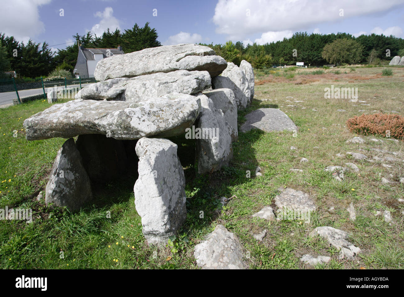 Il neolitico alignements de Kermario megalitici preistorici pietre permanente menhir tarda età della pietra vicino a Carnac Bretagna Francia Foto Stock
