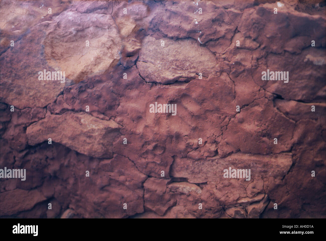 Adobe parete in Anasazi cliff abitazione con impronte digitali Foto Stock