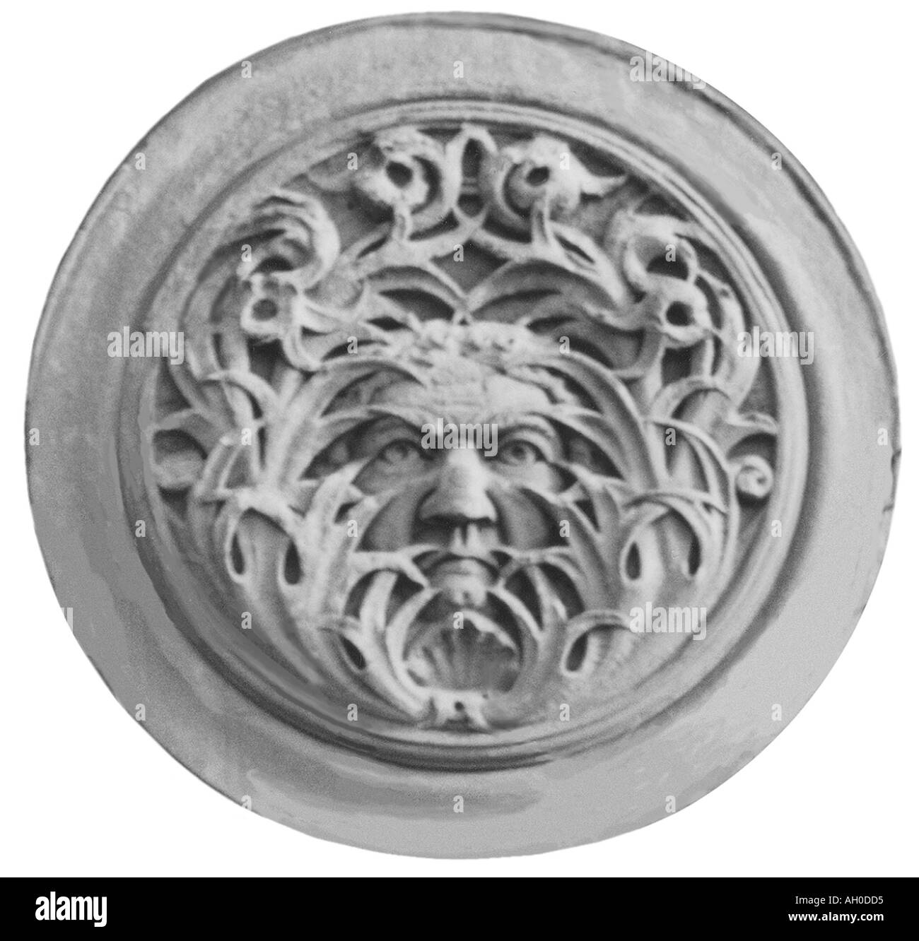 Round faccia medallion gargoyle Foto Stock