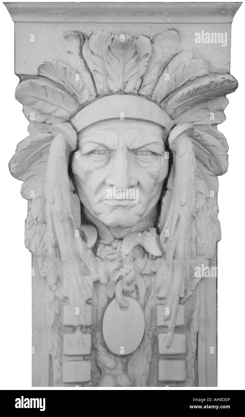 Capo indiano gargoyle di capitale Foto Stock