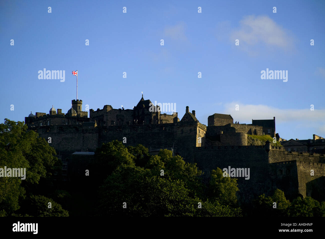 Il Castello di Edimburgo, a tarda sera, Regno Unito, Scozia, Europa Foto Stock