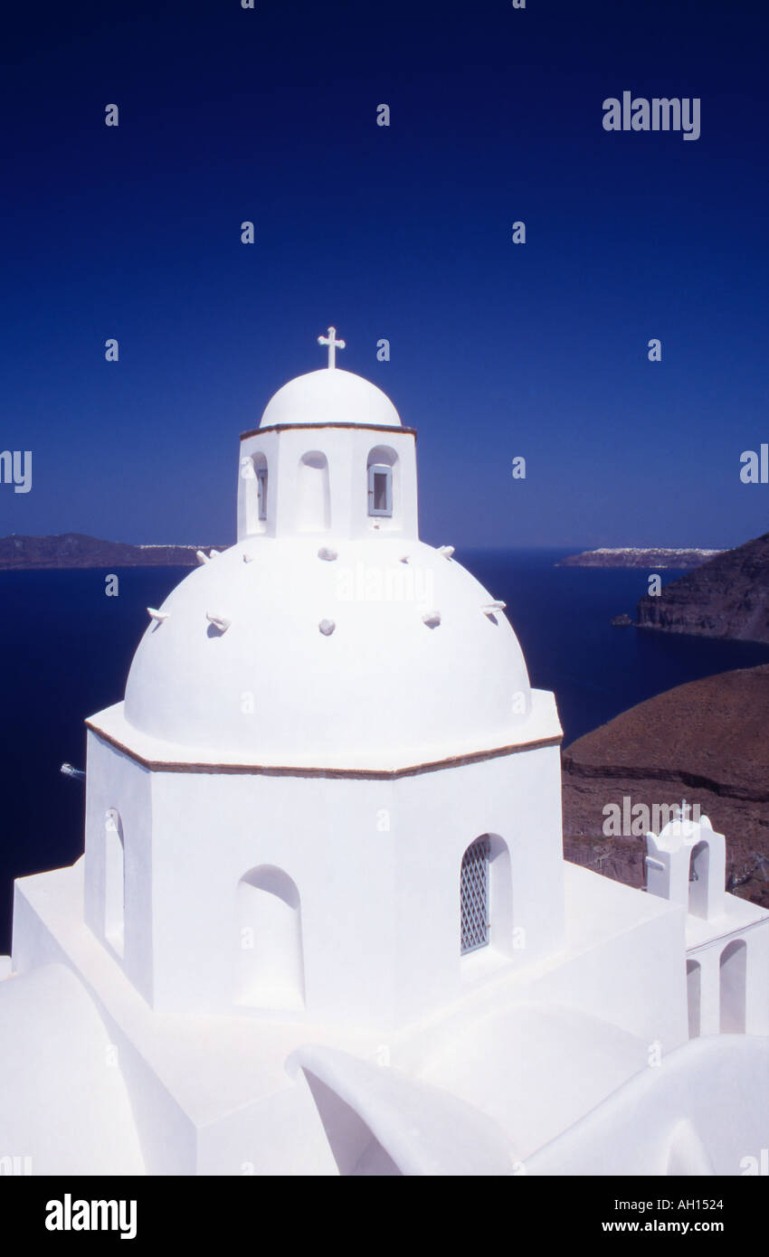 Aghios Minas chiesa nella città di Fira, Santorini Grecia Foto Stock