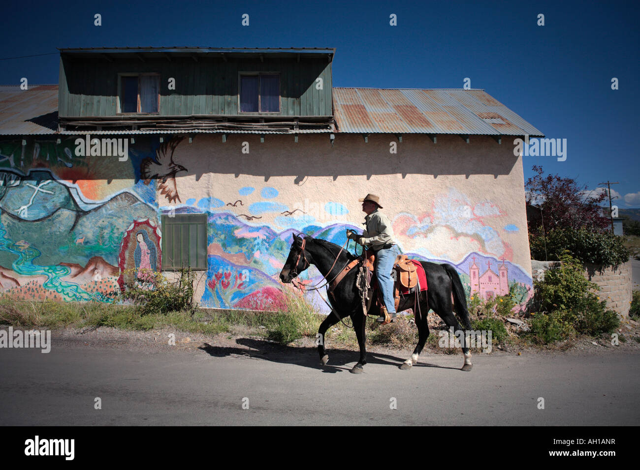 Uomo a cavallo New Mexico settentrionale Foto Stock