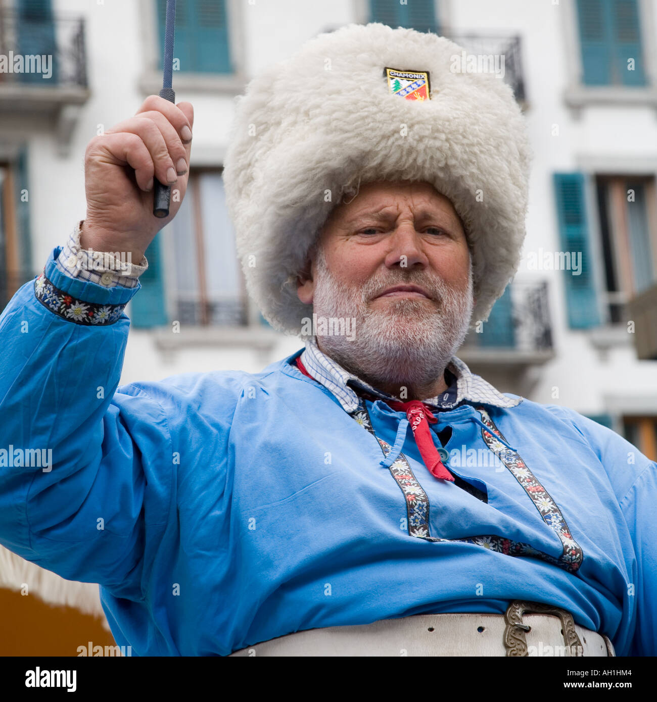 Sledgeman Chamonix Alpi francesi in Europa Foto Stock