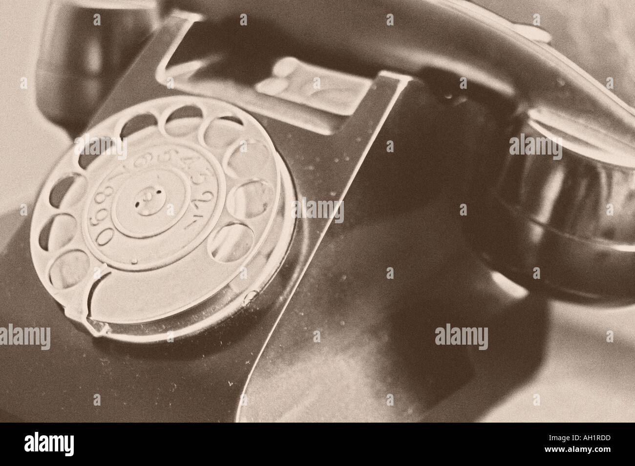 In vecchio stile nero quadrante girevole telefono vecchio photo finish Foto Stock