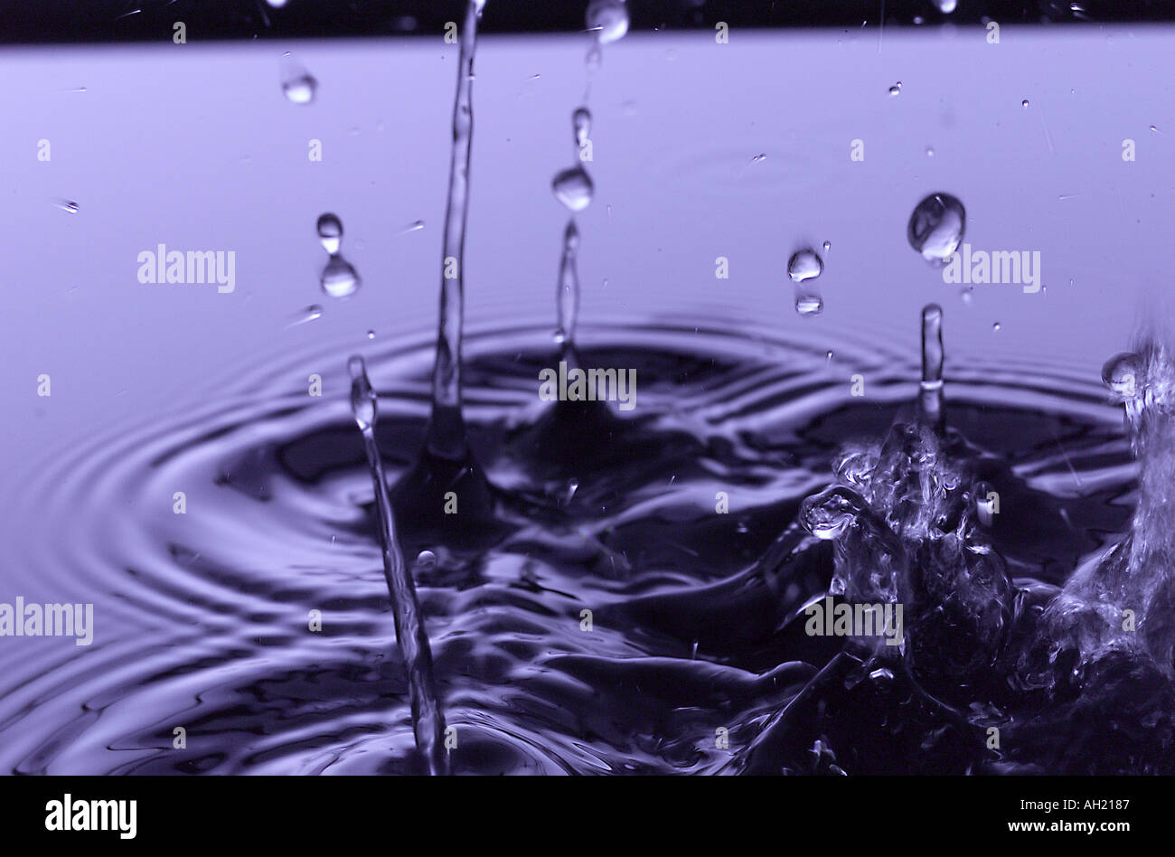 Gocce d'acqua in acqua calma Foto Stock