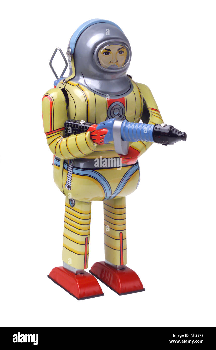Collezione retrò giocattolo robot Foto Stock