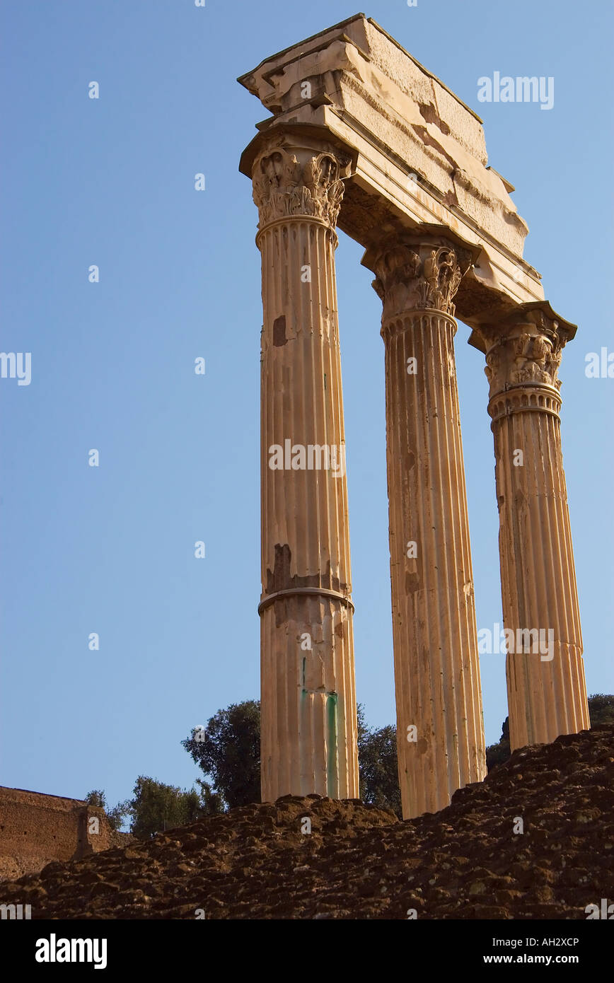 Roma Italia Foro romano Tempio di Castore e Polluce Foto Stock